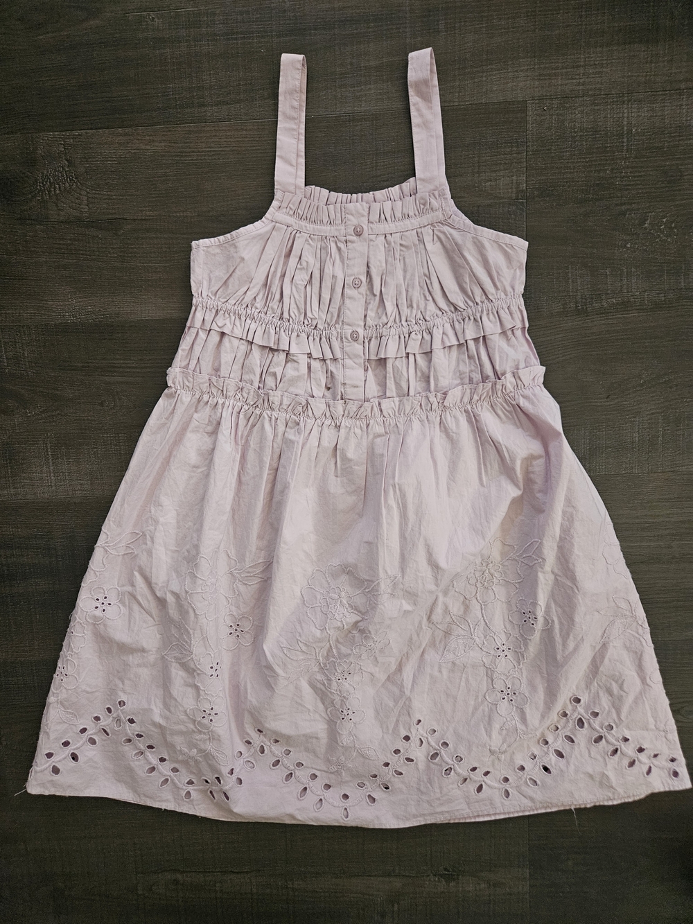 Zara Kids Girl Pink Elastic Poplin Eyelet Cutwork Dress Size 9 (134 cm)